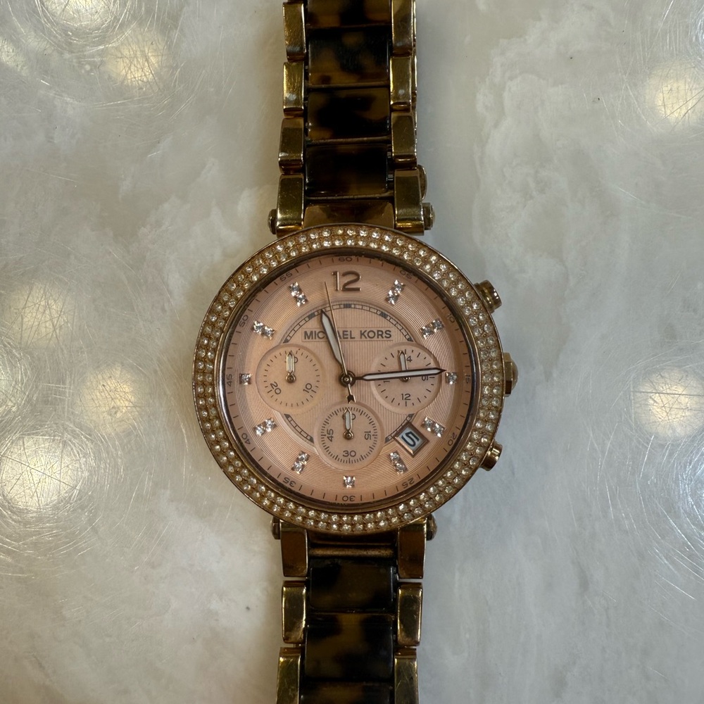Michael Kors Tortoise and Rose Gold Watch